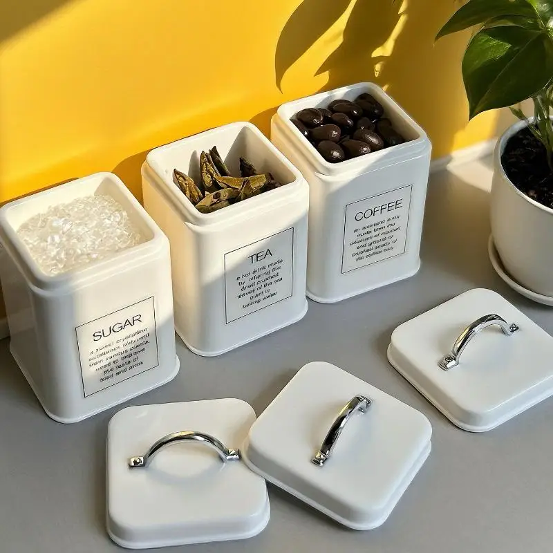 

【xxx】3Pcs Plastic 1/6 Scale Miniature Dollhouse Coffee Bean Tin For Doll Accessories Toy Mini Kitchen Storage Container Square
