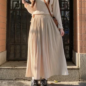 المرأة طويلة مطوي المخملية تنورة مظلة تنورة كبيرة الحجم الكمثرى شكل كلمة رقيقة جديدة حقيقية بالإضافة إلى حجم الدهون مم أفضل 10 تنورة مبيعات للنساء السمينات - No9