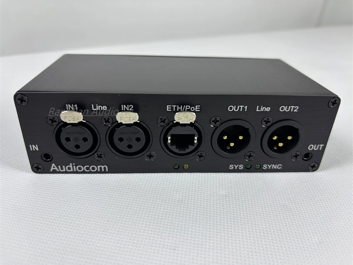 Audiocom DT AES67 Audio Network Transmission Interface Box, Supporting 2 Analog Balanced Inputs+2 Analog Balanced Outputs