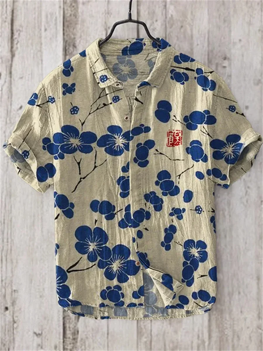 Linen Men's Shirt Comfortable Breathable Short Sleeve Shirt Oversized Design Men's Summer Hawaiian Fashion Shirt