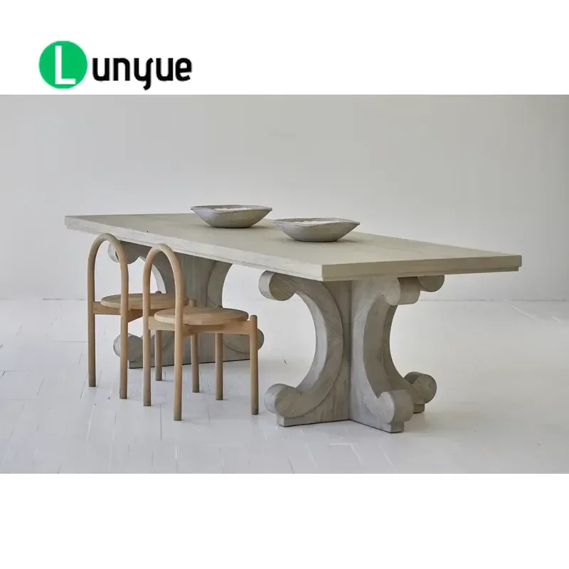 French Country Style Retro Recycled Pine Dining Table Set 8 Seater Wooden Farmhouse Kitchen Furniture Solid Wood Vintage