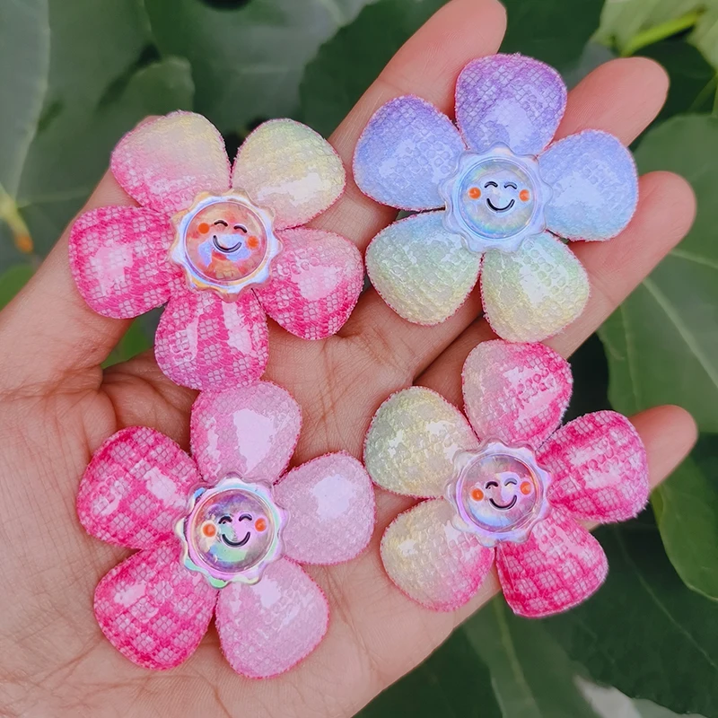 Accesorios de flores sonrientes para niños, accesorios para el cabello, zapatos, ropa, 10 piezas