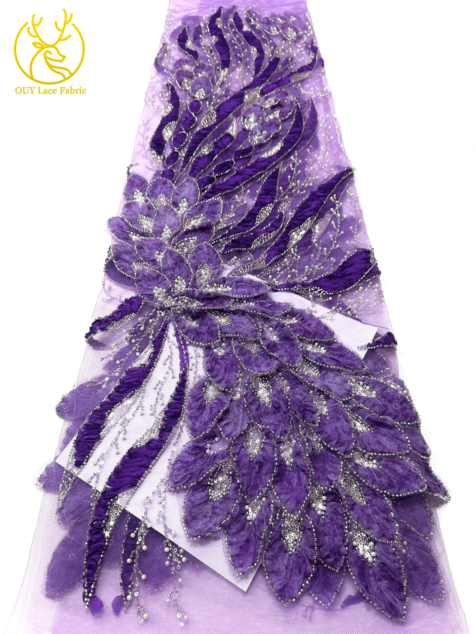 Tela de encaje de lentejuelas francesas de lujo 3D color burdeos 2026, tela de encaje bordada con cuentas de malla africana nigeriana para vestido de novia y fiesta