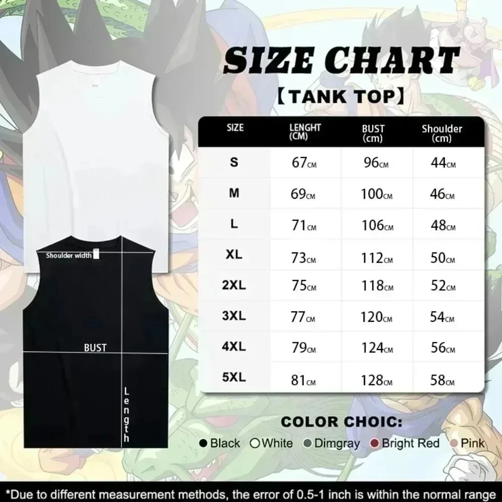 Dragon Ball Anime Goku Peripheral Printed Pure Cotton Tank Top 2025 Gym Sportswear Casual Men Loose Summer Fashion Vest Topins