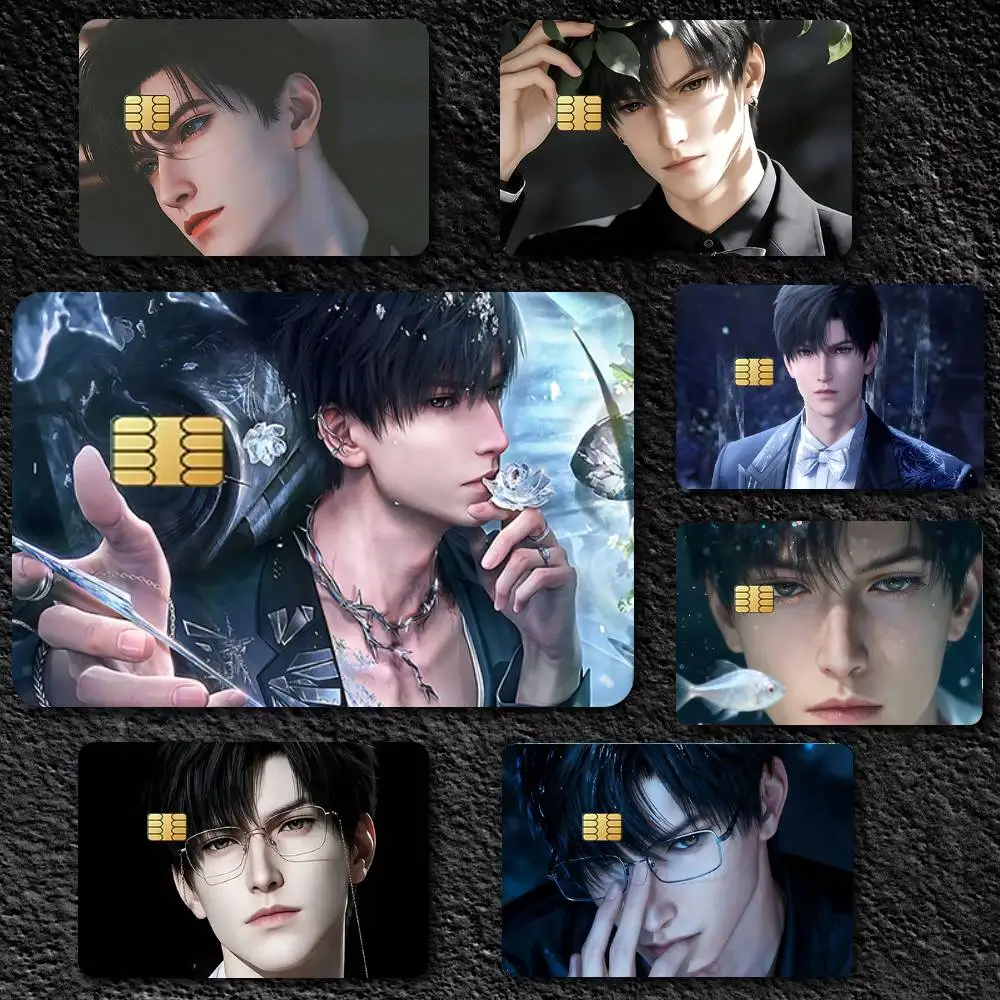 Love and Deepspace Zayne Game 4pcs 1Set Funny Shell On Off Ultra Thin No Fade Sticker Skin Cover Film For Debit Credit Card