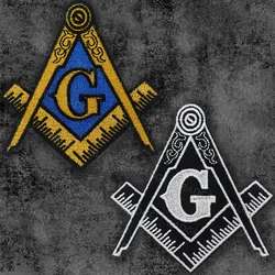 Masonic Square Compass Mason Embroidered Patch Freemason Flag Iron On Sew on Badge Patches for Backpacks Hats Bags Jeans Jacket