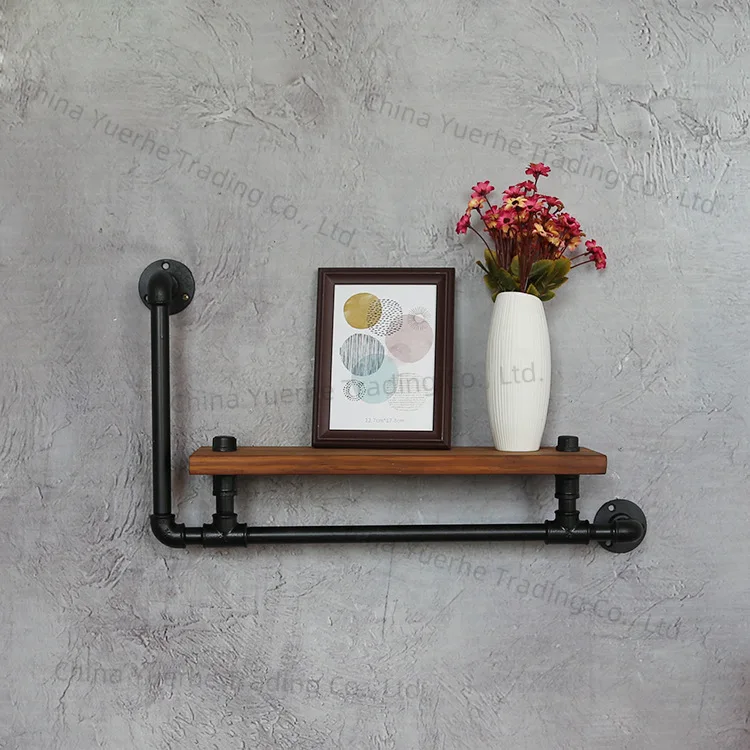 

Wrought iron water pipe shelf, wall decorative bookshelf, kitchen seasoning rack, water pipe shelf, solid wood shelf.