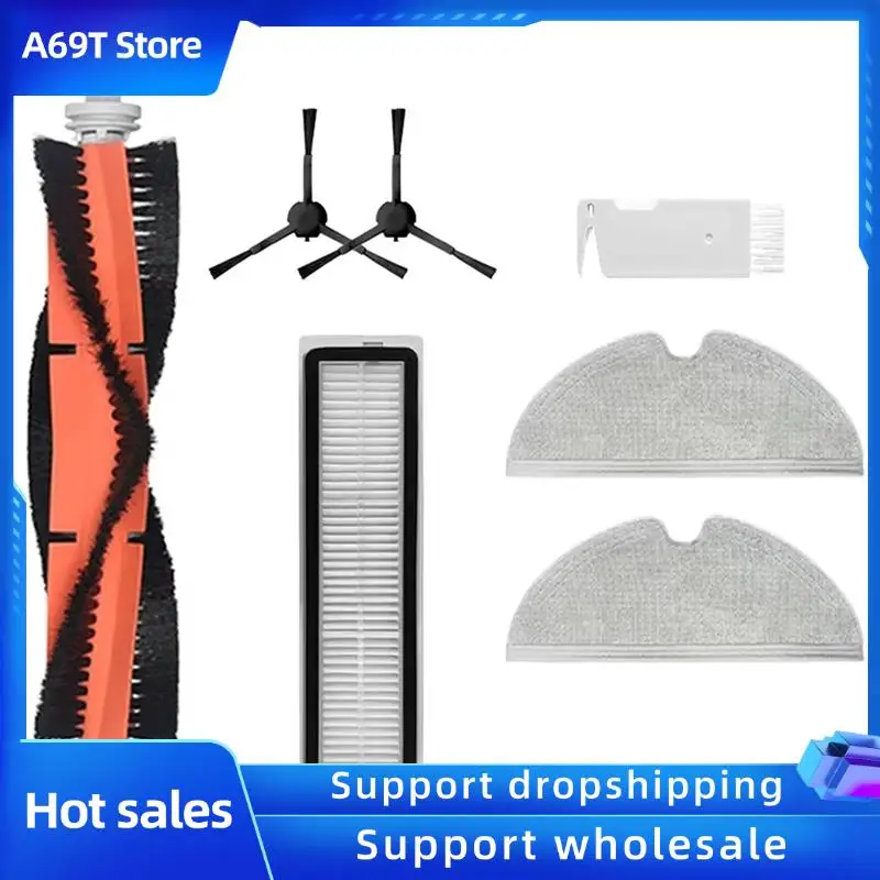 

A69T подходит для Dreame D9/D9 Max/L10 Pro, запасные части для робота-пылесоса, расходные материалы, основная боковая щетка, фильтр Hepa, ткань для швабры