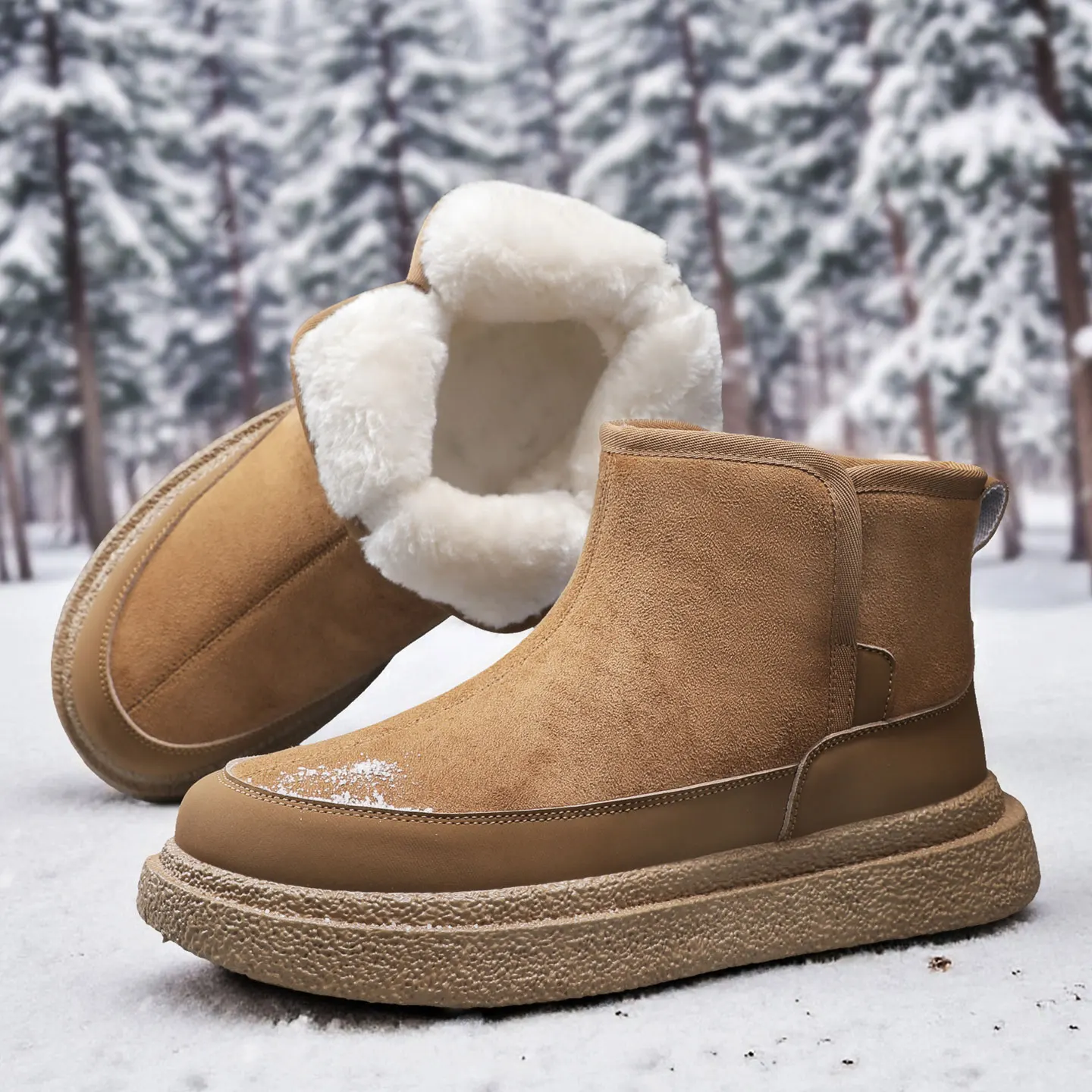 

Men's Warm Winter Boots: Fleece Lined, Thickened, High Top, Waterproof Anti-Slip Platform Snow Boots
