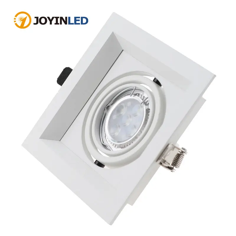 2pcs/lot Square White MR16 Housing GU10 Downlight Frame GU10 Module LED Downlight Fixture Ceiling Housing Led Spot Light Fitting