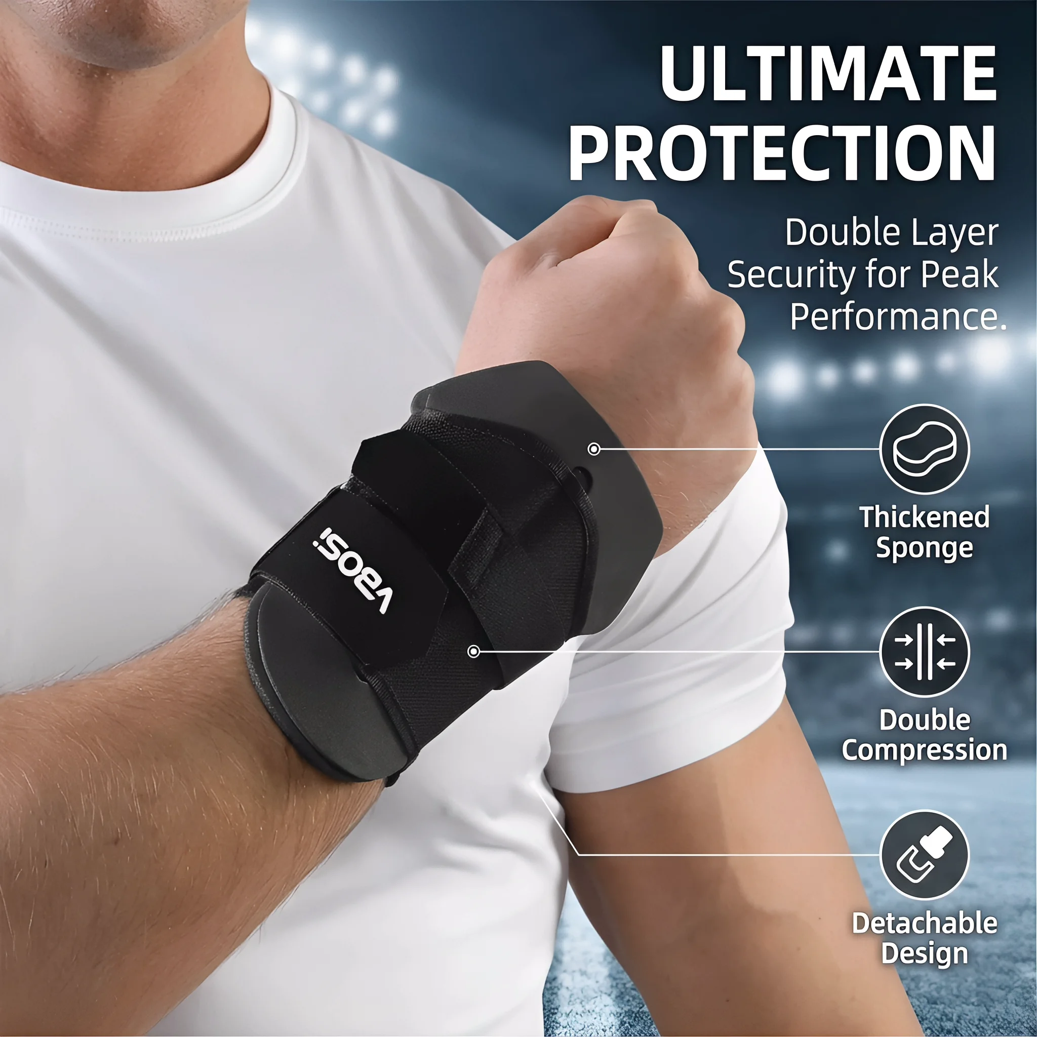 

Professional Sports Wrist Brace, Adjustable Wrist Support, Breathable Dual-Layer Wrist Guard for Men Women, Rugby, Football, Gym