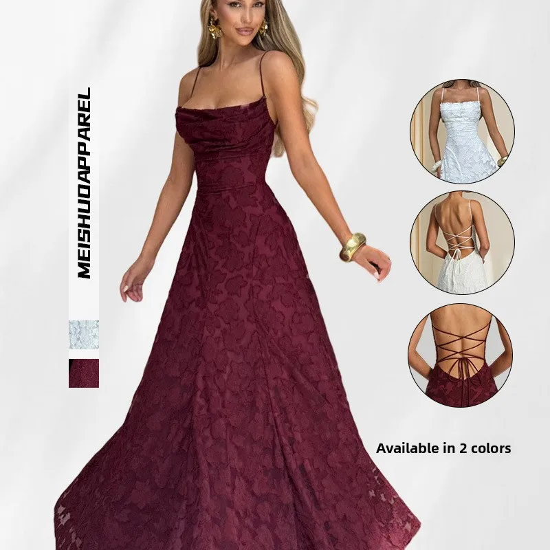 เสื้อผ้าแฟชั่นฤดูร้อน 2025 สำหรับผู้หญิง สายไขว้ ผ้าโพลีเอสเตอร์ถัก ดีไซน์เซ็กซี่ ทันสมัย