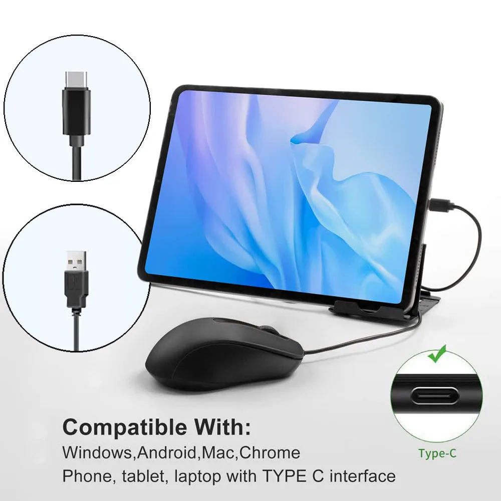 

Stylish Type C Mouse Ergonomic USB Mice Type C Mouse 3 Buttons 1000DPI USB C Mice Suitable For Laptop Various Devices