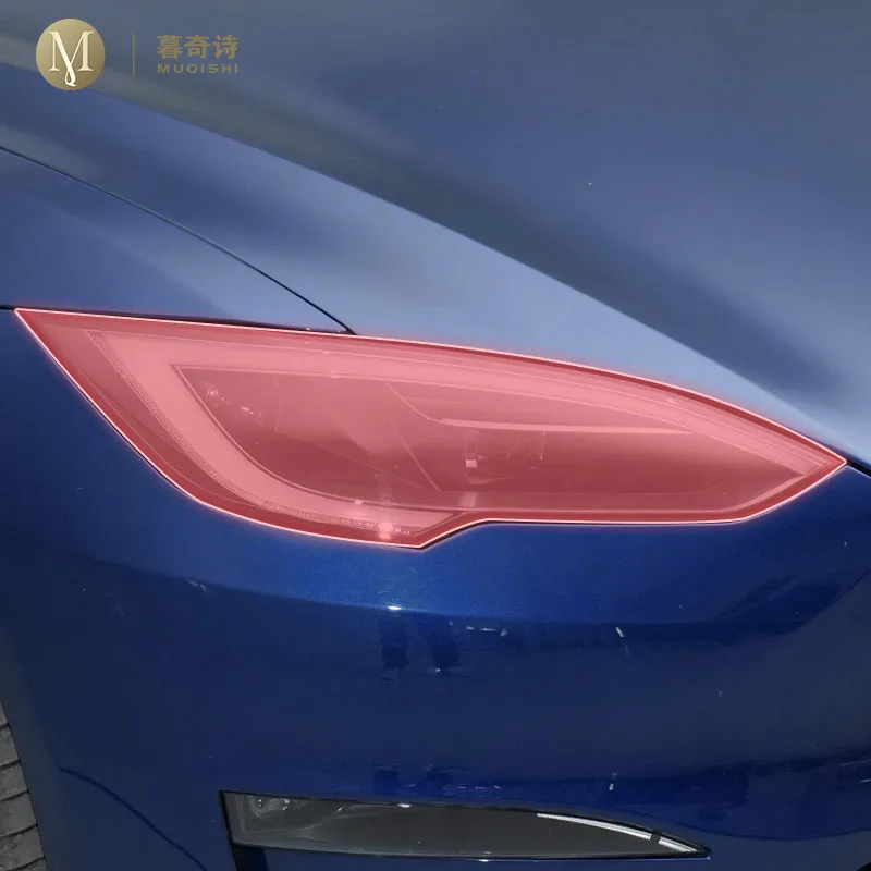 

pre cut car exterior headlight scratch resistant TPU protective film transparent/smoked black For Tesla Model S 20-2022