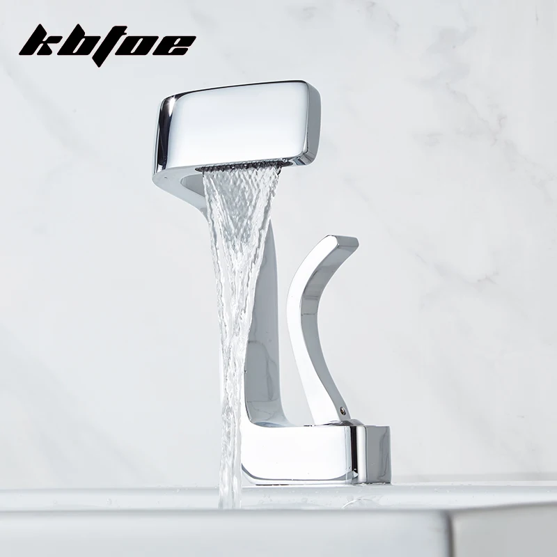 Imagem -04 - Torneira de Lavatório de Luxo Moderno para Banheiro Cachoeira Single Handle Taps Design Criativo de Latão Lavatório Água Quente e Fria Torneira Misturadora