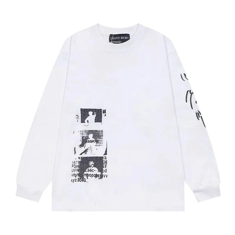 Original Label Enfants Riches Deprimes T-shirt Washed Illustration Printed Autumn Pure Cotton Men Women Round Neck Long Sleeve