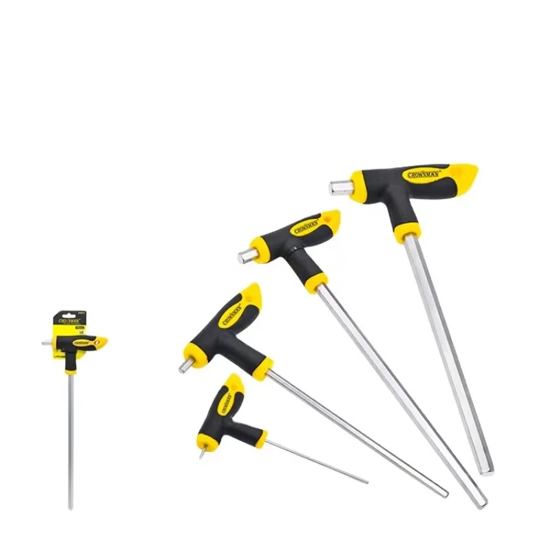 

CROWNMAN Hand Tools Cr-V Material TPR T-Handle Hex Key Wrench Allen Wrench Hand Spanner