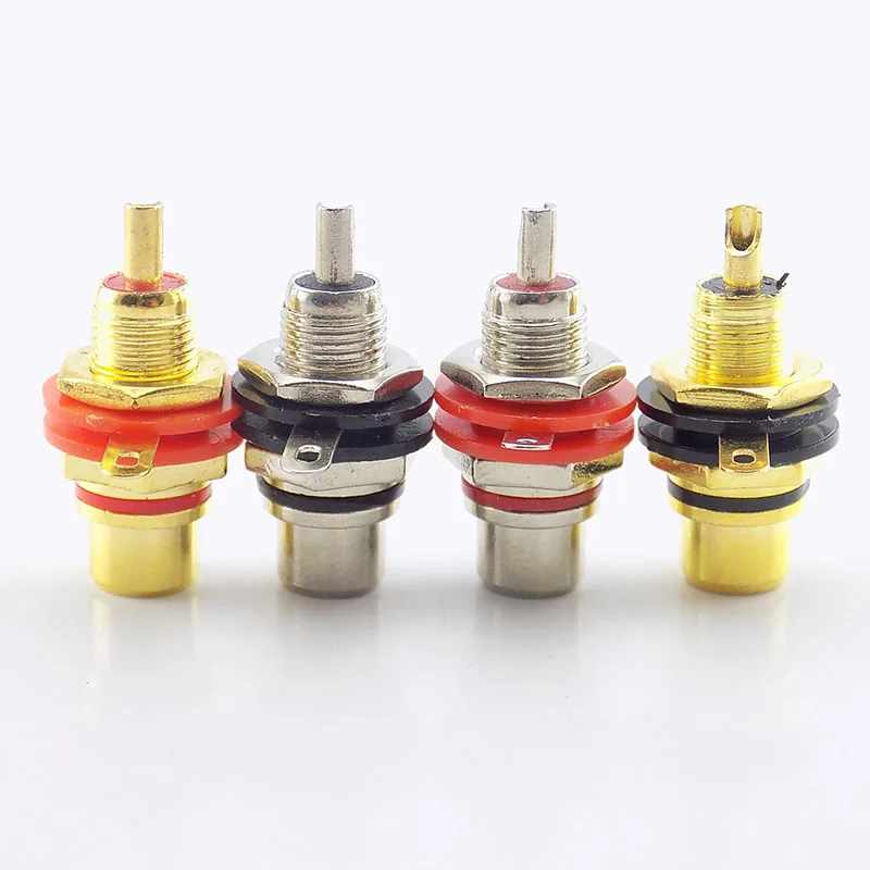 

1pair (2pcs) Gold plated RCA Jack Connector Panel Mount Chassis Audio Socket Plug Bulkhead with NUT Solder CUP D3