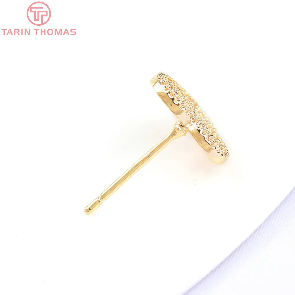 (6369) 10PCS 10.5x11.5MM 24K Gold Color Brass Heart Stud Earring Diy Jewelry Making Findings Jewelry Accessories Wholesale