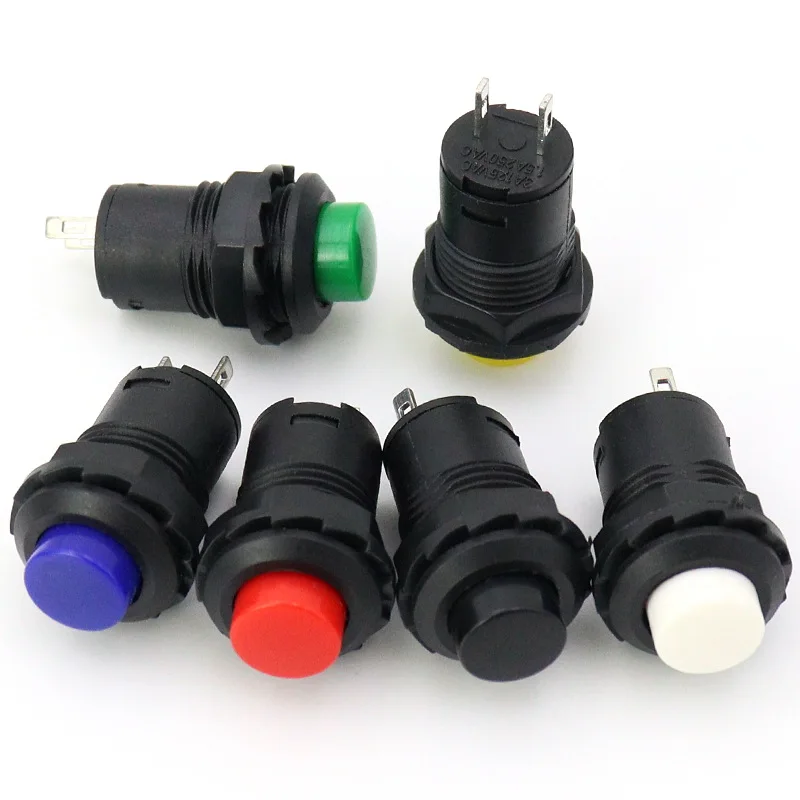 6pcs Self-Lock /Momentary Pushbutton Switches DS427 DS428 12mm OFF- ON Push Button Switch 3A /125VAC 1.5A/250VAC DS-427 DS-428