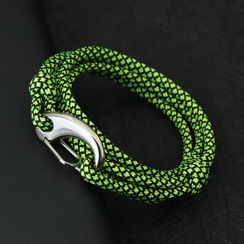 New Paracord Rope Bracelet For Men Stainless Steel Lobster Clasp Double Layer Warp Braclet Outdoor Survival Braslet Adjustable