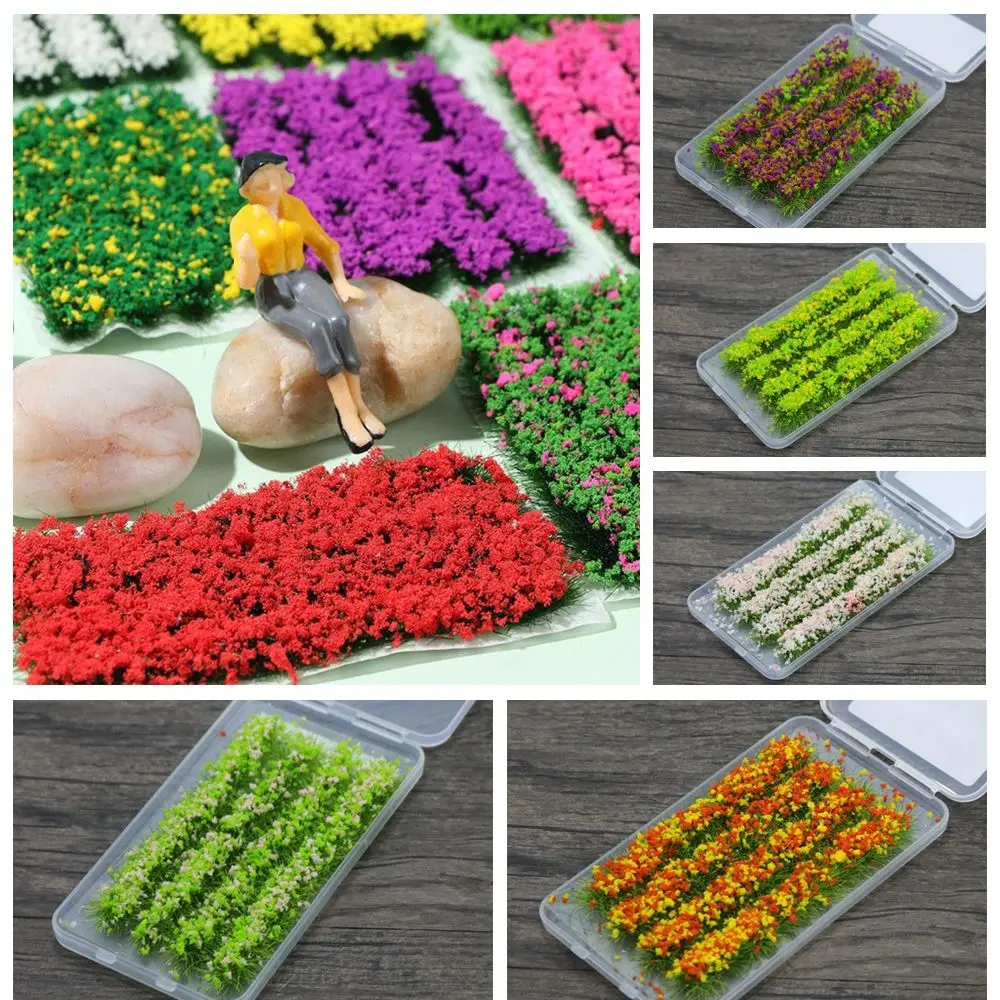 4pcs Vegetation Flowers Grass Scenery Train Landscape Flower Cluster DIY Miniature Colorful Flower Strips Static Grass Tufts