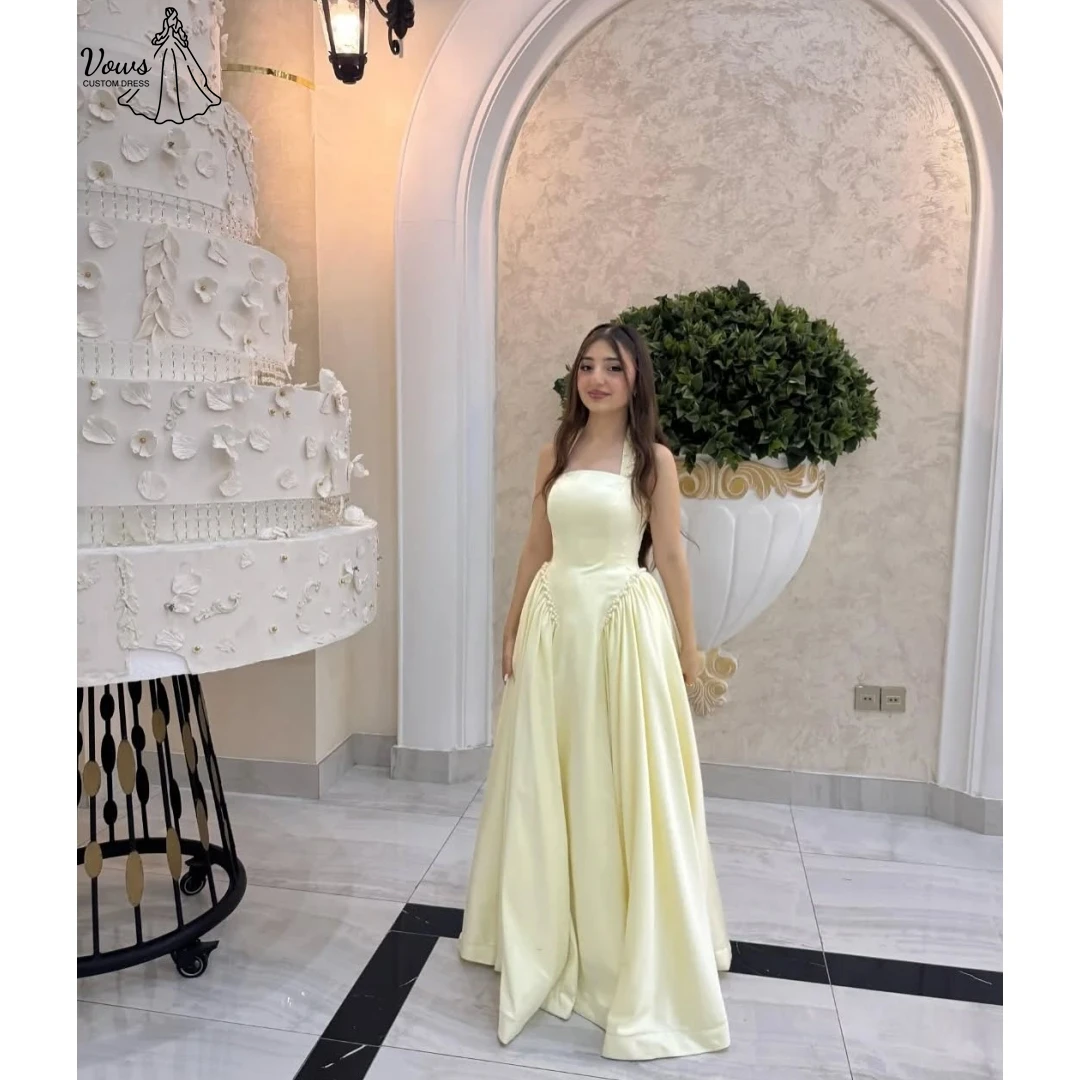 

Vows Wide Shoulder Straps Saudi Luxury Women Evening Dress 2025 Luxury Elegant Evening Dresses Custom Made Line A Satin Ballgown