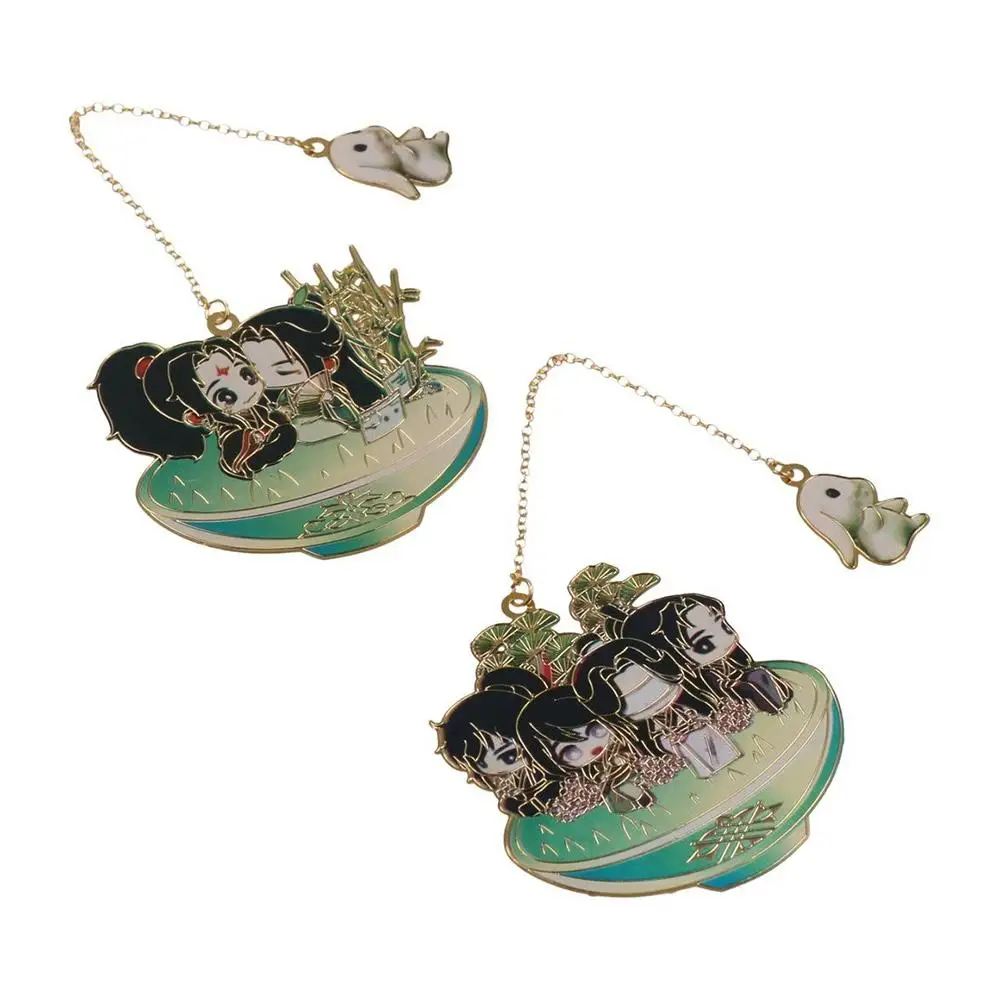 เครื่องเขียนการ์ตูนสำหรับนักเรียน เว่ยอู่เซียน หลานหวังจี โมเต้าจูซือ ที่คั่นหนังสือโลหะ ที่คั่นหนังสือแบบโปร่ง ที่คั่นหนังสือแบบคลิปหนีบกระดาษ