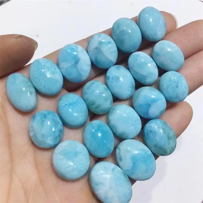 

5PCS Natural Larimar Egg Face Carving Healing Fashion Reiki Crystal Fengshui Jewelry Birthday Gift 13-18MM