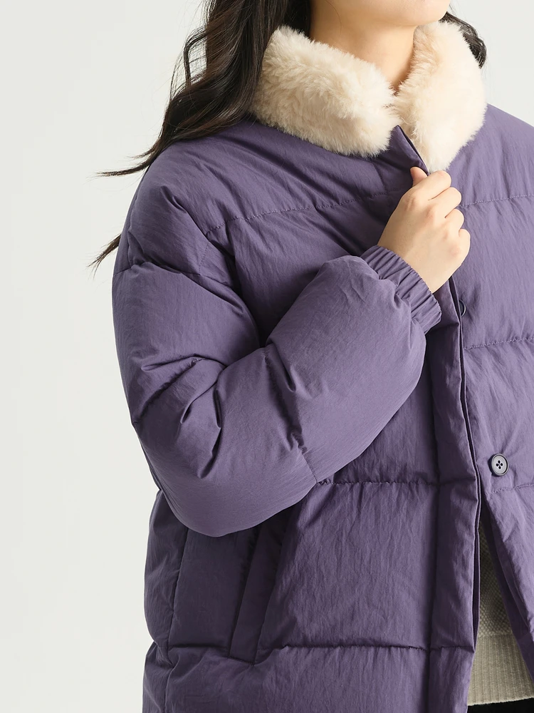 

Warmth And Sle: Prefree Floating Record High-End ape Purple 90% White Du down Jaet with Stand Collar for Women