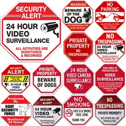 Video Surveillance Sign Security Warning Reflective Metal Tin Signs Indoor or Outdoor Use for Home Business CCTV Security Camera