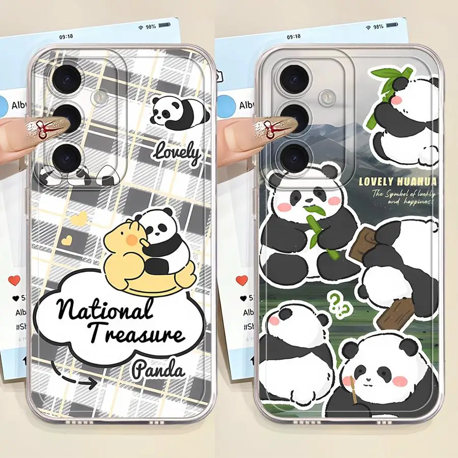 Cute Cartoon Panda Case for Samsung Galaxy A57 A52 A17 A52 A56 A25 A51 A14 A16 A36 A37 A34 A35 A26 A24 A55 A54 A15 Phone Cover