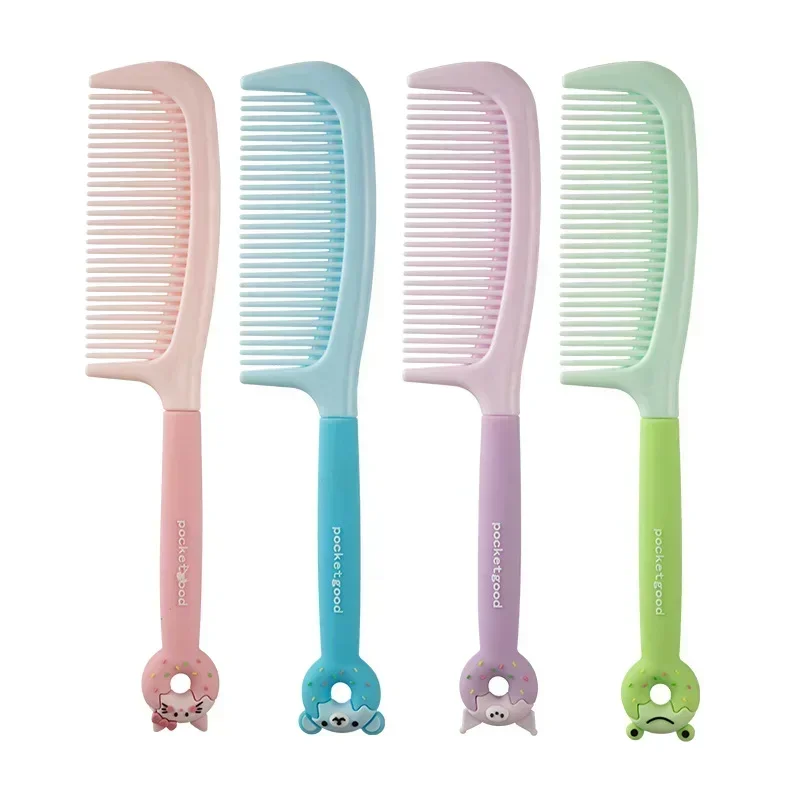 Cute Cartoon Plastic Hair Comb Scalp Massage Long Hair Comb Children Smooth Hair Comb Donut Silicone Handle Hairbrush Wholesale