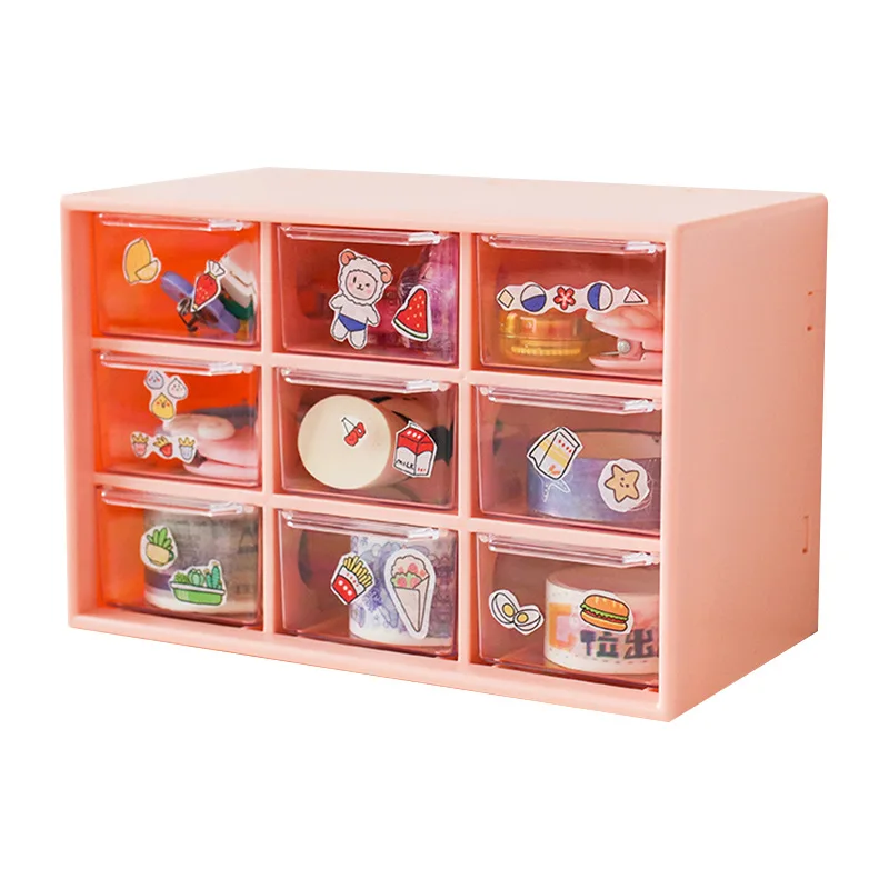 9 Drawers Storage Cabinet Organiser,Desktop Organizer with 9 Grad Mini Transparent Cabinets Drawers,Plastic Jewelry Box/Cosmetic