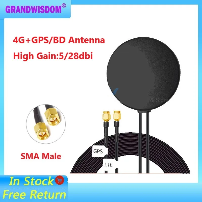 

GPS Beidou 4G 2-in-1 Antenna BD Outdoor Waterproof 28dbi LTE Car Navigation Antenna Receiver SMA Male for DTU Cabinet IOT