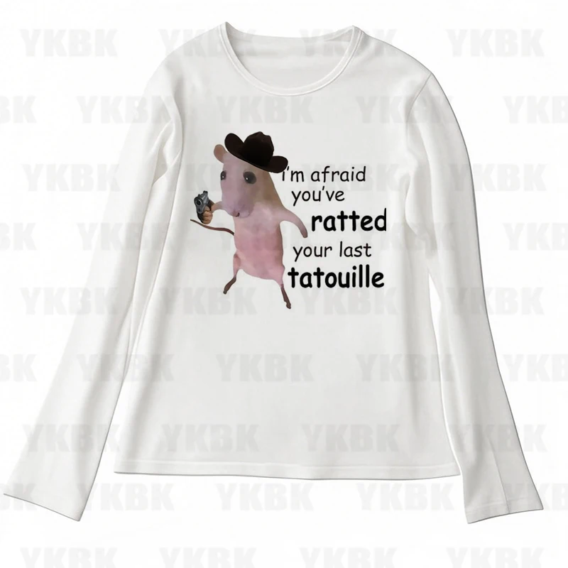 Graphic Harajuku Print Letter Anime Long Sleeve Women's T-shirts 90s Clothes Vintage Women  Female Trashy Y2k 2000s Tops Gothic