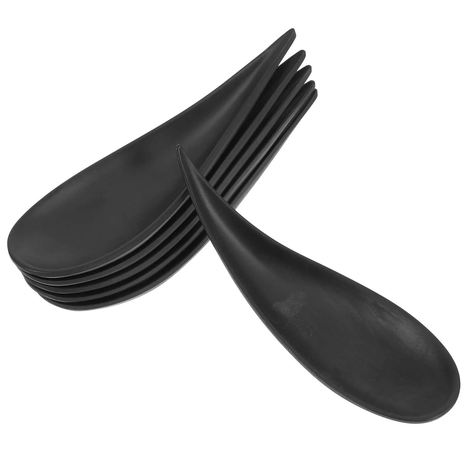 

6pcs Black Matte Pointed Oval Melamine Spoons for Home Coffee Shop Dessert Hotel Tear Drop Shape Mini Plastic Spoon
