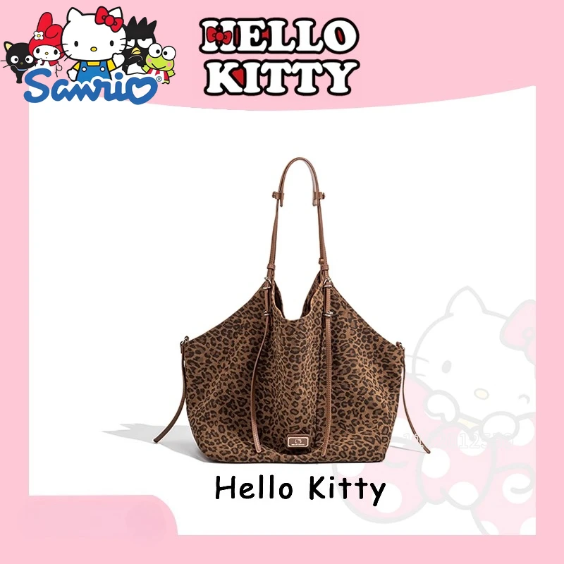 

Hello Kitty новая женская сумка Элитный бренд оригинальная женская сумка на плечо с леопардовым принтом большая вместительная повседневная женская сумка
