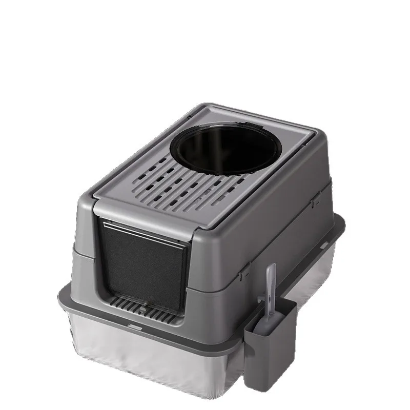 

Fully Enclosed Stainless Steel Eco-friendly 60L Extra Large Heightened Model Anti-Splash Anti-Tracking Cat Bedpan Box