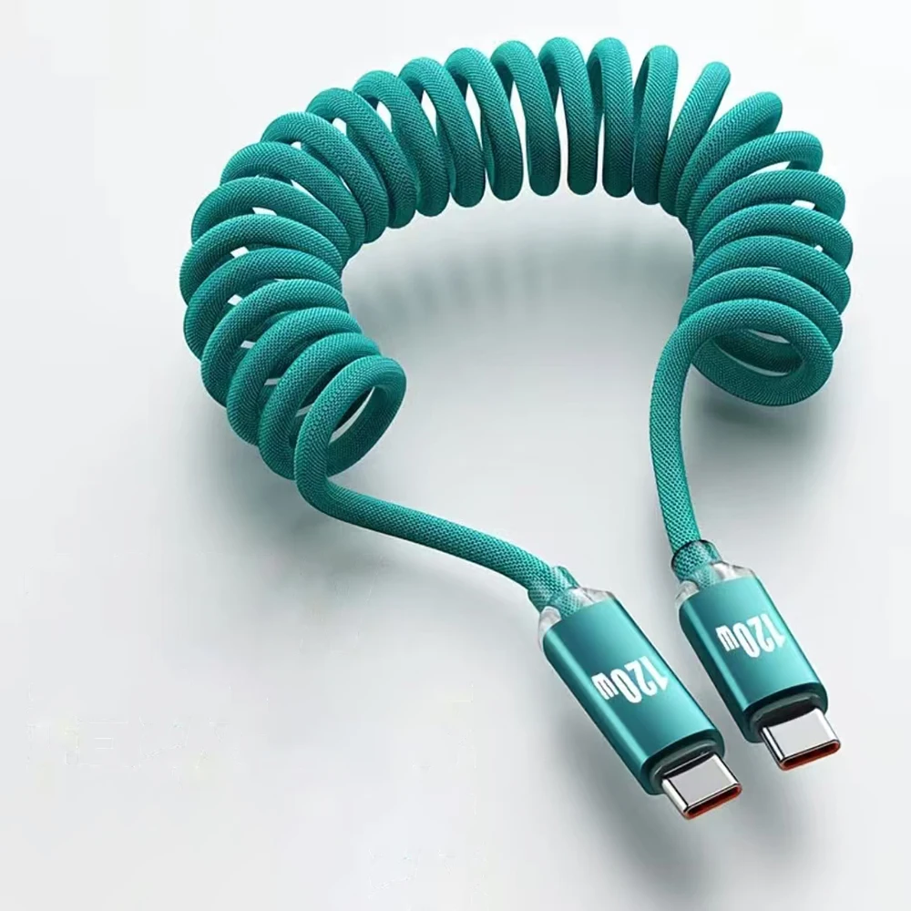 NNBILI 120 W Auto Typ C auf USB C Schnellladung für iPhone 17 16 USB A auf Typ C Feder-Teleskopkabel für Samsung Xiaomi Huawei