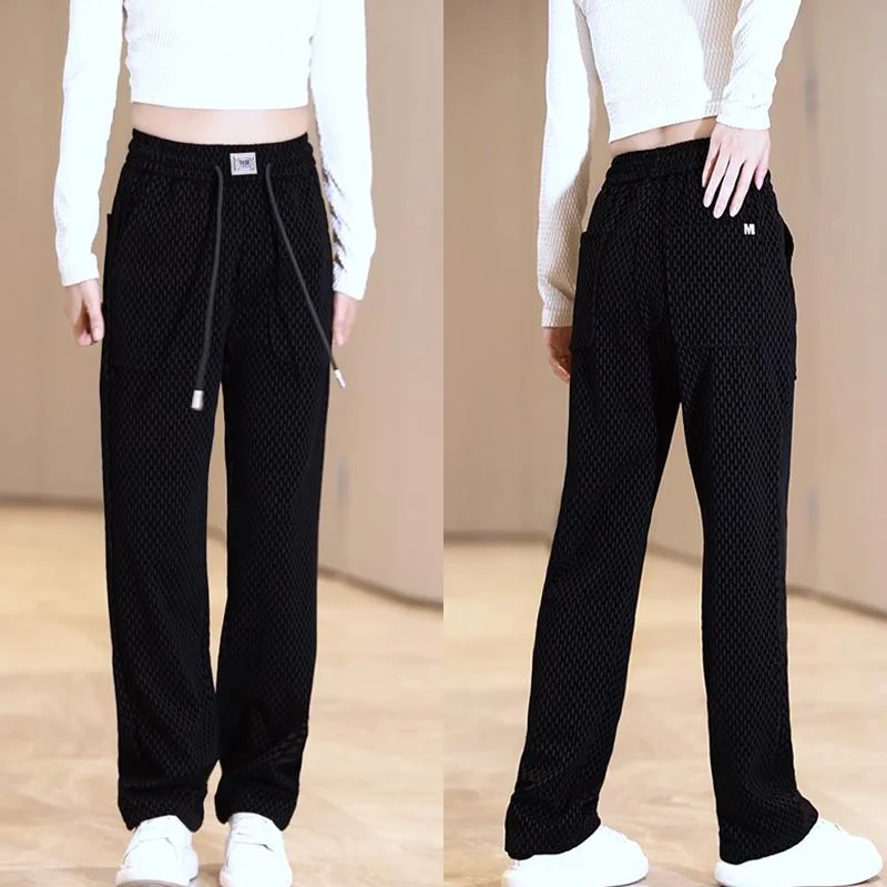 Bla Dstring Comfortable Men's Sport Pants Loose Fit Casual Straight Leg Trousers Autumn Winter New Sle Polyester Fiber
