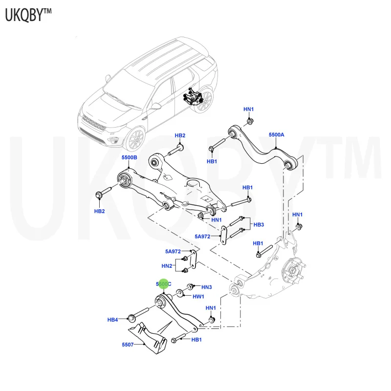 La nd Ro ve r Di sc ov er y Sh en xi ng 2015 LR068166 Arm Assembly - Rear Suspension