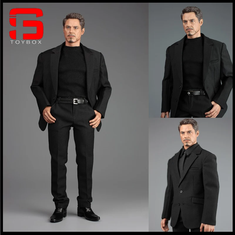 XRF XM006 1/6 Scale Male Soldier Classic Black T-shirt Shirt Suit Coat Pants Clothes Model Fit 12