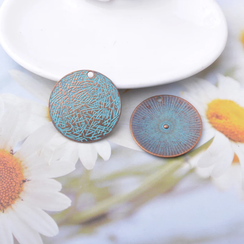 10 Stück Vintage-Stil Antik-Silberfarbene Runde Anhänger Metallanhänger DIY Herstellung von Ohrringen Damenschmuck – Detail 5