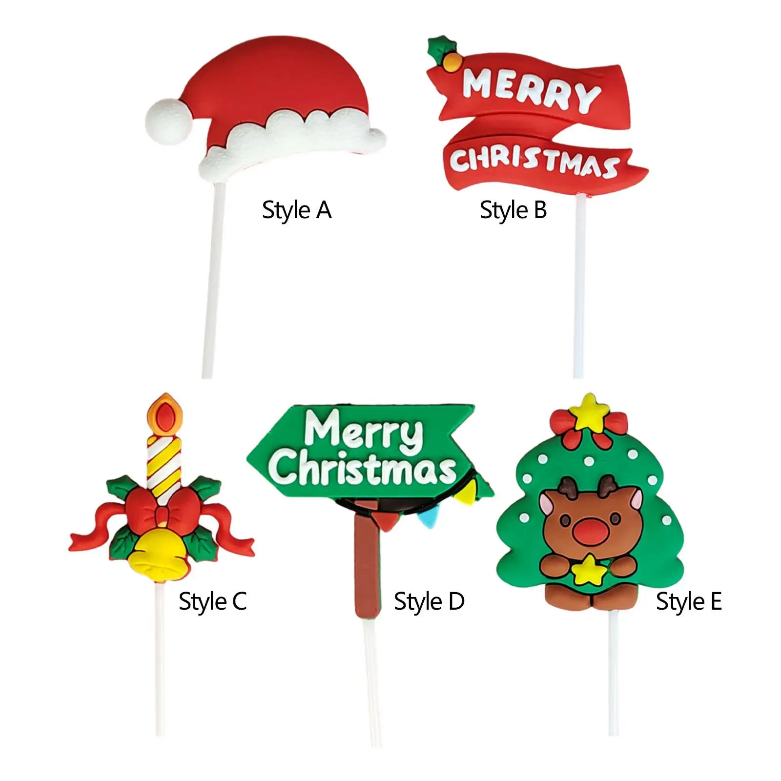 Christmas Cake Toppers Soft Reusable Ornament Birthday Parties Party Decor Cheistmas Bright Color Cake Baking Cupcake Decoration