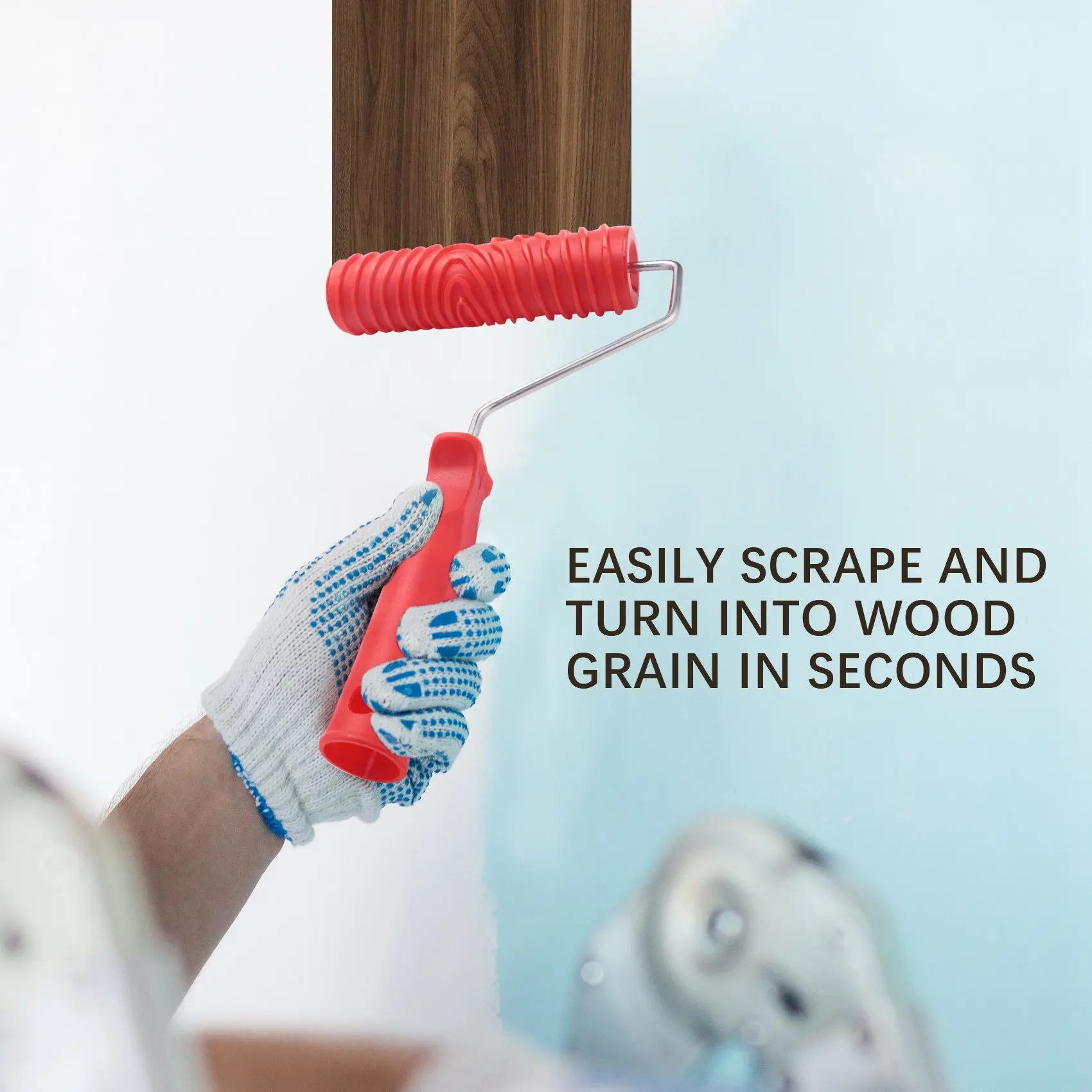 Y42A-7 Inch Empaistic Pattern Roller Painter +2 PCS Wood Graining Painting Tool,Art Wallpaper Imitation Wood Grain Tool,Wall Tex