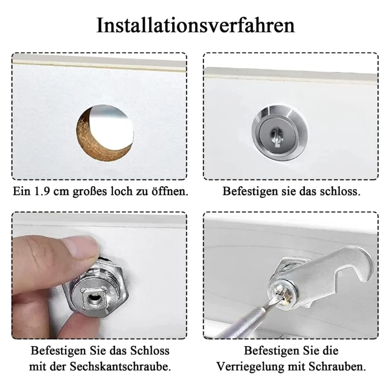 Set serrature da 16 mm con 4 chiavi Set serrature per mobili in metallo per sicurezza armadietti cassetti