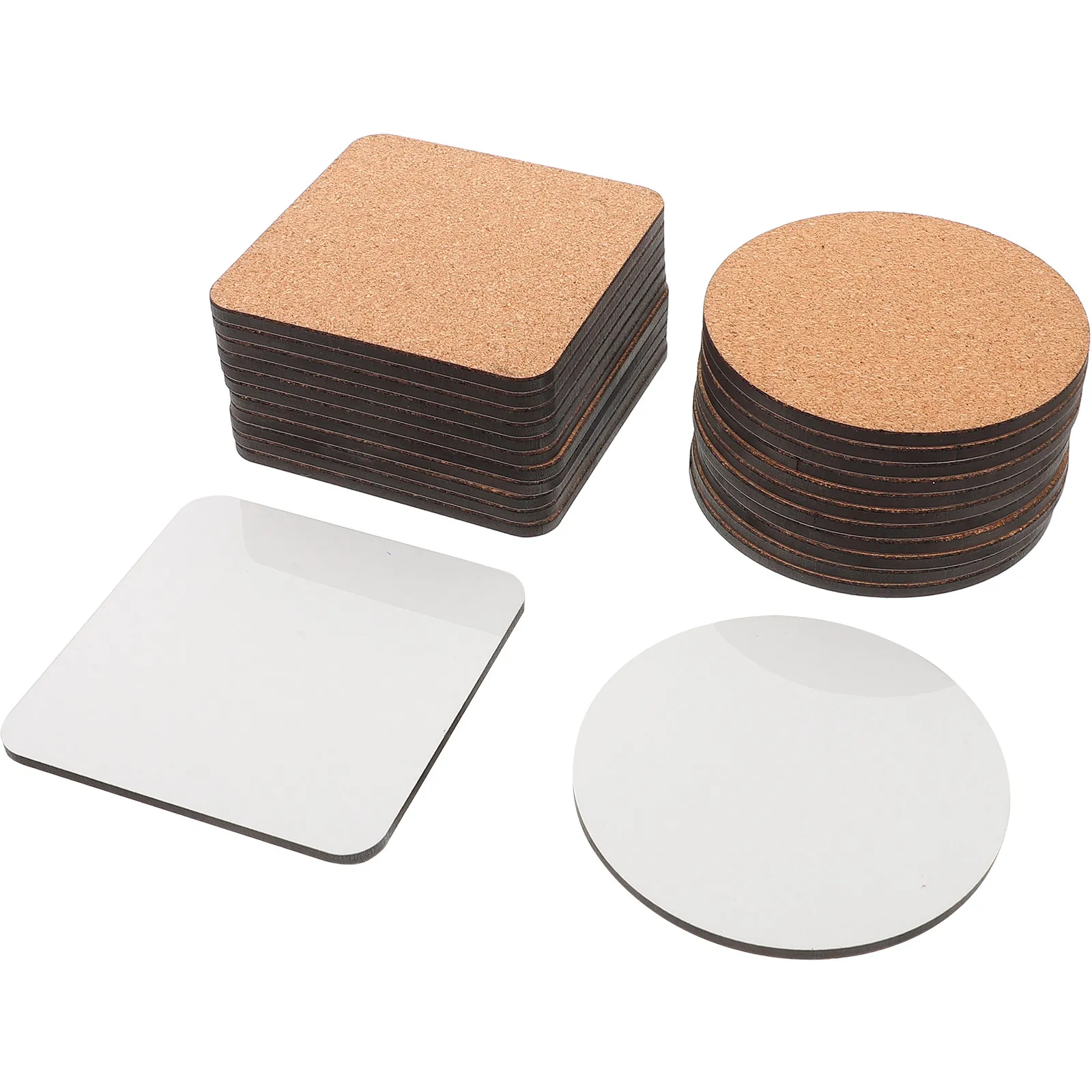 24Pcs Sublimation Coaster Blanks Round Density Board Coasters with Protective Cork Backing for DIY Drink Decoration Bulk