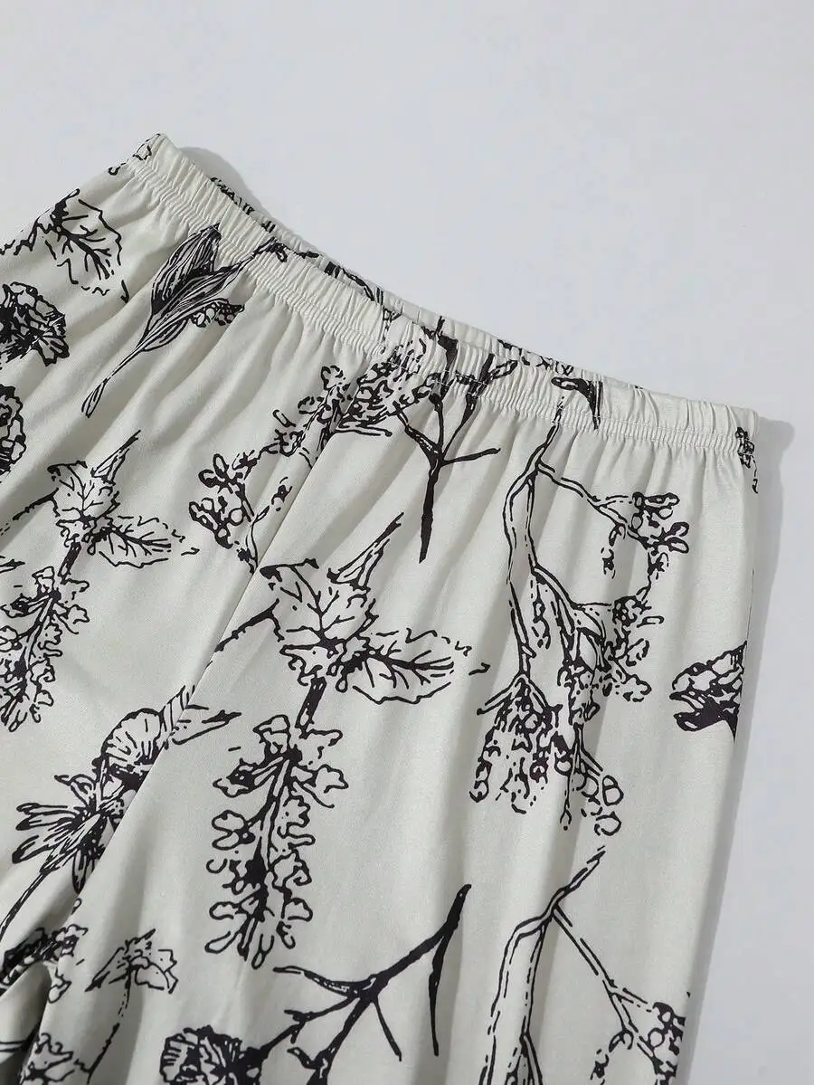 

Womens Summer Sleeveless Floral Print Pajama Set Comfortable Home Wear