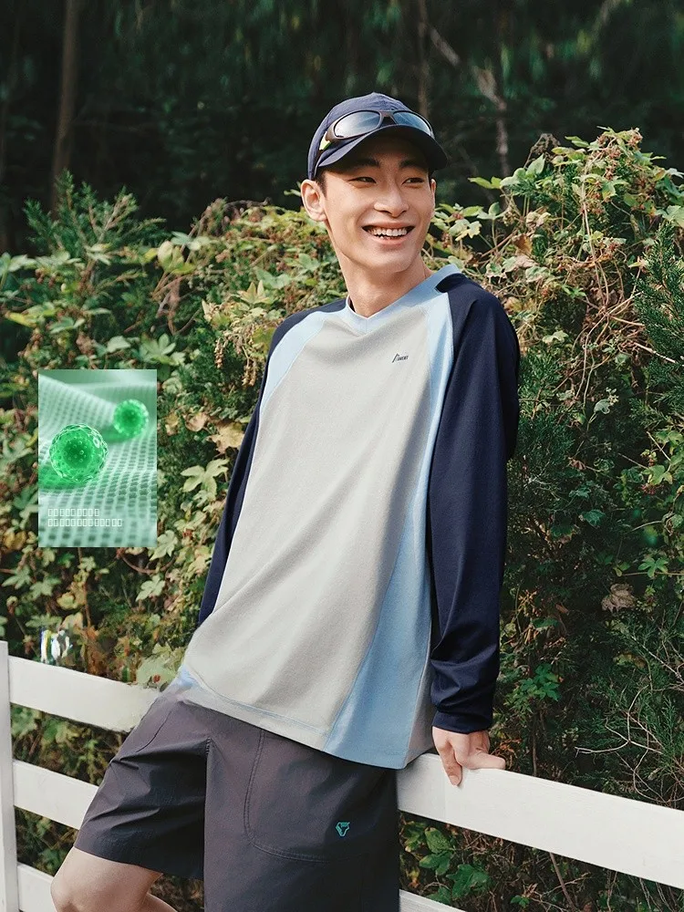 

Мужская футболка Semir Long Sleeve, весенняя, быстросохнущая, с V-образным вырезом, с буквенным принтом, свободного кроя, для пар, из полиэфирного волокна